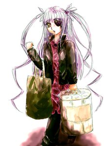Rating: Safe Score: 0 Tags: 1girl :o auto_tagged barasuishou bucket eyepatch image long_hair long_sleeves open_mouth pants solo standing two_side_up very_long_hair yellow_eyes User: admin