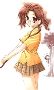 Rating: Safe Score: 0 Tags: 1girl :d artist_request behind_tree blush brown_eyes brown_hair brown_skirt cowboy_shot from_side glasses human long_sleeves looking_at_viewer lowres open_mouth peeking plaid plaid_skirt pleated_skirt rozen_maiden sakurada_nori school_uniform shirt short_hair short_sleeves skirt smile solo solo_focus standing tree yellow_shirt User: admin