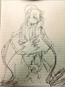 Rating: Safe Score: 0 Tags: 1girl dress frills image long_hair long_sleeves looking_at_viewer monochrome shinku sketch solo twintails very_long_hair User: admin