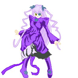 Rating: Safe Score: 0 Tags: 1girl barasuishou dress full_body hair_ornament image long_hair purple_dress purple_theme solo standing striped vertical_stripes User: admin