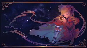 Rating: Safe Score: 0 Tags: 1girl blonde_hair blue_eyes bonnet bow commentary_request dress flower frills full_body han-0v0 image long_hair long_sleeves photoshop_(medium) rozen_maiden shinku sitting sky solo star_(sky) very_long_hair User: admin