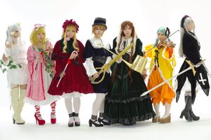 Rating: Safe Score: 0 Tags: 6+girls bangs black_footwear black_headwear black_legwear blonde_hair blue_eyes boots bow brown_hair closed_eyes dress flower frills gloves green_eyes hair_ornament hairband hat high_heels holding holding_weapon instrument jewelry long_hair long_sleeves looking_at_viewer multiple_cosplay multiple_girls pantyhose shoes short_hair silver_hair smile standing striped striped_legwear sword tagme weapon white_legwear yellow_eyes User: admin
