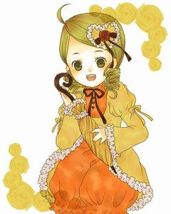 Rating: Safe Score: 0 Tags: 1girl :d ahoge blonde_hair dress drill_hair flower frills green_eyes holding image kanaria long_sleeves open_mouth ribbon rose smile solo striped twin_drills vertical_stripes User: admin
