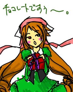 Rating: Safe Score: 0 Tags: 1girl :o apron blush brown_hair dress gift hat head_scarf holding holding_gift image long_hair long_sleeves looking_at_viewer simple_background solo suiseiseki valentine very_long_hair white_background User: admin