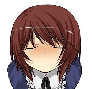 Rating: Safe Score: 0 Tags: 1girl apron artist_request blue_dress blush bowtie brown_hair closed_eyes closed_mouth face facing_viewer frills image incoming_kiss long_sleeves maid rozen_maiden short_hair simple_background solo souseiseki striped upper_body white_background User: admin