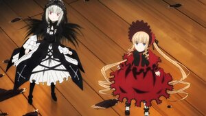 Rating: Safe Score: 0 Tags: 2girls black_wings blonde_hair blue_eyes bonnet dress frills hairband image long_hair long_sleeves multiple_girls pair red_eyes ribbon rose shinku silver_hair suigintou twintails wings User: admin