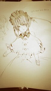 Rating: Safe Score: 0 Tags: 1girl bangs braid dress hair_bun image long_sleeves looking_at_viewer maid maid_headdress photo shinku sidelocks solo traditional_media User: admin