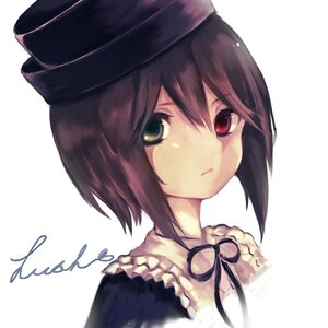 Rating: Safe Score: 0 Tags: 1girl black_headwear brown_hair closed_mouth hat image looking_at_viewer neck_ribbon nishizumi_maho ribbon short_hair signature simple_background solo souseiseki striped vertical_stripes white_background User: admin