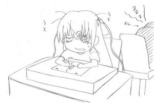 Rating: Safe Score: 0 Tags: 1girl ahoge barasuishou greyscale hair_ribbon image long_hair monochrome solo sweat twintails User: admin