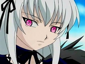Rating: Safe Score: 0 Tags: 1girl black_ribbon closed_mouth dress face frown hair_ribbon image long_hair looking_at_viewer pink_eyes ribbon silver_hair solo suigintou User: admin