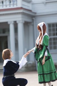 Rating: Safe Score: 0 Tags: 2girls blurry blurry_background blurry_foreground brown_hair closed_eyes depth_of_field dress frills green_dress holding_hands long_hair long_sleeves maid multiple_cosplay multiple_girls short_hair suiseiseki tagme white_apron User: admin