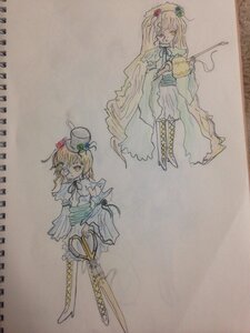 Rating: Safe Score: 0 Tags: 1girl cape costume_switch dress flower hair_ornament hat image long_hair magical_girl simple_background traditional_media watercolor_(medium) yellow_eyes User: admin