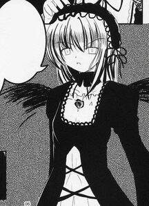Rating: Safe Score: 0 Tags: 1girl dress greyscale hairband halftone image lolita_hairband long_hair long_sleeves monochrome solo suigintou User: admin