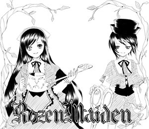 Rating: Safe Score: 0 Tags: 2girls bamboo branch dress greyscale hat image long_hair looking_at_viewer monochrome multiple_girls pair ribbon smile souseiseki suiseiseki User: admin
