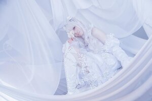 Rating: Safe Score: 0 Tags: 1girl bare_shoulders blue_eyes curtains dress flower frills hair_flower hair_ornament indoors kirakishou lips long_hair sitting solo white_dress white_hair User: admin