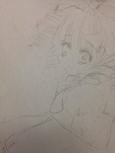 Rating: Safe Score: 0 Tags: 1girl auto_tagged bow graphite_(medium) greyscale hinaichigo image looking_at_viewer monochrome solo traditional_media User: admin
