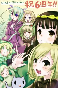 Rating: Safe Score: 0 Tags: 6+girls :d aotenjou barasuishou blonde_hair blue_eyes blush bow brown_hair cat dress enju_maiden garuda green_hair keikoutou kiichigo kokuyouseki long_sleeves looking_at_viewer multiple multiple_girls open_mouth ribbon shinabeni smile tagme twintails User: admin