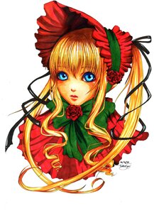 Rating: Safe Score: 0 Tags: 1girl artist_name auto_tagged bangs blonde_hair blue_eyes blush bonnet bow bowtie flower image lips long_hair looking_at_viewer marker_(medium) pink_rose red_flower red_rose ribbon rose shinku sidelocks signature simple_background solo twintails white_background User: admin