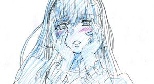 Rating: Safe Score: 0 Tags: 1girl blue_theme blush eyebrows_visible_through_hair hands_on_own_cheeks hands_on_own_face image long_hair looking_at_viewer monochrome smile solo suigintou User: admin