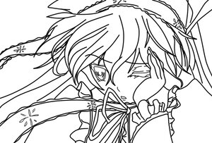 Rating: Safe Score: 0 Tags: 1girl auto_tagged bangs blush eyebrows_visible_through_hair frilled_hairband frills greyscale hair_between_eyes hair_over_one_eye hand_on_own_face image lineart monochrome portrait solo suiseiseki white_background User: admin