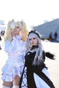 Rating: Safe Score: 0 Tags: 2girls bangs black_dress blonde_hair blurry blurry_background closed_eyes closed_mouth depth_of_field dress flower hair_flower hair_ornament long_hair long_sleeves multiple_cosplay multiple_girls standing tagme white_flower User: admin
