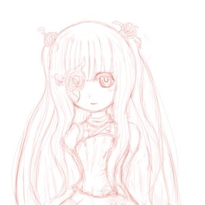 Rating: Safe Score: 0 Tags: 1girl dress flower hair_flower hair_ornament image kirakishou long_hair looking_at_viewer monochrome rose simple_background sketch smile solo striped upper_body vertical_stripes white_background User: admin