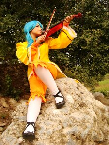 Rating: Safe Score: 0 Tags: 1girl blue_hair braid dress instrument kanaria long_hair sandals solo weapon yellow_dress User: admin