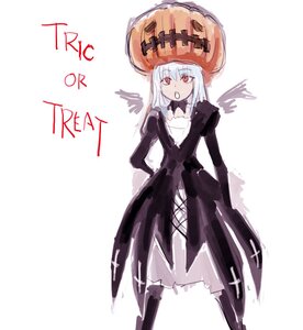 Rating: Safe Score: 0 Tags: 1girl :o black_dress dress halloween happy_halloween image jack-o'-lantern long_sleeves looking_at_viewer open_mouth osakana_(denpa_yun'yun) pumpkin pumpkin_hat red_eyes rozen_maiden silver_hair simple_background solo standing striped suigintou trick_or_treat typo vertical_stripes white_background white_hair wings User: admin