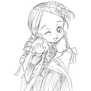 Rating: Safe Score: 0 Tags: 1girl ;d ahoge blush dress greyscale image kanaria long_sleeves monochrome one_eye_closed open_mouth simple_background smile solo white_background User: admin