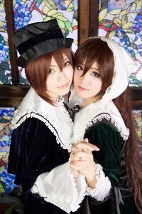 Rating: Safe Score: 0 Tags: 2girls 91076 blurry brown_hair depth_of_field dress green_eyes hair_between_eyes hat heterochromia holding_hands interlocked_fingers lips long_hair looking_at_viewer multiple_cosplay multiple_girls short_hair siblings sisters smile souseiseki stained_glass suiseiseki tagme twins User: admin