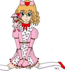 Rating: Safe Score: 0 Tags: blonde_hair bow crossdressing dress green_eyes heart hina_ichigo hinaichigo image pink_bow pink_dress pink_hair short_hair solo thighhighs white_legwear User: admin