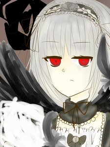 Rating: Safe Score: 0 Tags: 1girl bangs black_bow black_dress black_ribbon bow closed_mouth detached_collar dress eyebrows_visible_through_hair face frills gothic_lolita hairband image lolita_fashion lolita_hairband long_hair looking_at_viewer red_eyes ribbon silver_hair solo suigintou User: admin