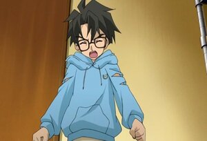 Rating: Safe Score: 0 Tags: 1boy black_hair closed_eyes facing_viewer glasses hood human long_sleeves open_mouth sakurada_jun screenshot solo standing User: admin