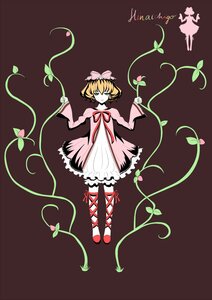 Rating: Safe Score: 0 Tags: 1girl blonde_hair bow cross-laced_footwear dress flower full_body green_eyes hina_ichigo hinaichigo image leaf leg_ribbon lily_of_the_valley medicine_melancholy pink_bow plant ribbon short_hair solo standing thorns vines User: admin