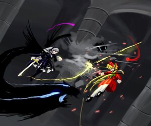 Rating: Safe Score: 0 Tags: 2girls battle black_wings blonde_hair dress duel flower holding_sword image multiple_girls pair petals scythe shinku silver_hair suigintou sword weapon white_hair wings User: admin