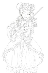 Rating: Safe Score: 0 Tags: 1girl ahoge dress flower frills greyscale hair_ornament image kanaria monochrome smile solo standing striped vertical_stripes User: admin