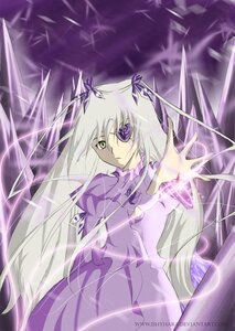 Rating: Safe Score: 0 Tags: 1girl barasuishou copyright_name dress frown hair_ribbon image long_hair long_sleeves looking_at_viewer magic outstretched_arm ribbon serious silver_hair solo very_long_hair weapon yellow_eyes User: admin