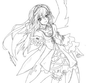 Rating: Safe Score: 0 Tags: 1girl blush breasts cowboy_shot dress frills greyscale hairband image leg_garter lineart lolita_hairband long_hair long_sleeves looking_at_viewer monochrome ribbon simple_background solo suigintou wings User: admin