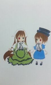 Rating: Safe Score: 0 Tags: 2girls blue_dress brown_hair dress frills full_body green_dress green_eyes hat heterochromia image long_hair long_sleeves looking_at_viewer multiple_girls pair red_eyes short_hair siblings simple_background sisters smile souseiseki suiseiseki twins User: admin