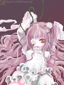 Rating: Safe Score: 0 Tags: 1girl arms_up dress eyepatch flower frills hair_flower image kirakishou long_hair pink_hair rose solo thorns very_long_hair vines white_flower white_rose yellow_eyes User: admin