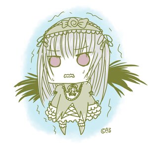Rating: Safe Score: 0 Tags: 1girl chibi full_body hairband image long_hair solo standing suigintou sweat trembling very_long_hair wavy_mouth User: admin