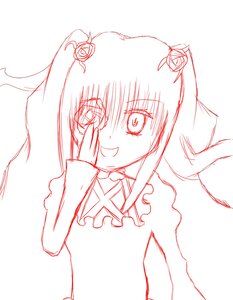 Rating: Safe Score: 0 Tags: 1girl blush cat_ears dress image kirakishou looking_at_viewer monochrome sketch smile solo striped vertical_stripes User: admin