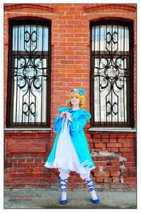 Rating: Safe Score: 0 Tags: 1girl auto_tagged blonde_hair blue_dress boots braid brick_wall cape closed_eyes dress flower hinaichigo indoors solo stained_glass standing User: admin