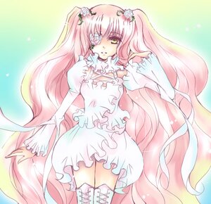 Rating: Safe Score: 0 Tags: 1girl blonde_hair dress eyepatch flower frills gradient_hair hair_flower hair_ornament image kirakishou long_hair long_sleeves multicolored_hair pink_hair rose solo thighhighs very_long_hair white_dress white_flower white_rose yellow_eyes zettai_ryouiki User: admin