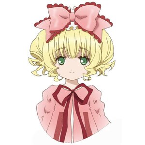 Rating: Safe Score: 0 Tags: 1girl bangs blonde_hair bow eyebrows_visible_through_hair green_eyes hair_bow hina_ichigo hinaichigo image looking_at_viewer pink_bow ribbon short_hair simple_background smile solo striped striped_background upper_body white_background User: admin