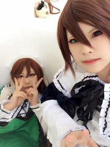 Rating: Safe Score: 0 Tags: brown_hair dress frills green_eyes lips looking_at_viewer multiple_cosplay multiple_girls siblings smile souseiseki suiseiseki tagme twins User: admin