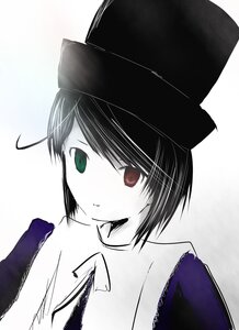 Rating: Safe Score: 0 Tags: 1girl black_hair black_headwear green_eyes hat heterochromia image lace looking_at_viewer pale_skin red_eyes short_hair smile solo souseiseki striped striped_background upper_body vertical_stripes User: admin