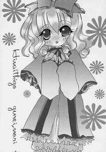 Rating: Safe Score: 0 Tags: 1girl blush bow dress front_ponytail greyscale hair_bow hinaichigo image kagiyama_hina monochrome ribbon solo User: admin