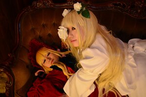 Rating: Safe Score: 0 Tags: 2girls blonde_hair closed_eyes dress dual_persona flower lips long_hair long_sleeves multiple_cosplay multiple_girls realistic rose shinku siblings sitting sleeping tagme User: admin