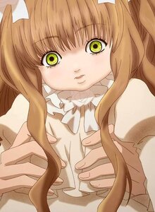 Rating: Safe Score: 0 Tags: 1girl bow brown_hair dress green_eyes hair_ribbon image kirakishou long_hair ribbon solo User: admin